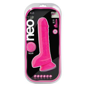 Neo Elite Silicone Dual Density Cock with Balls-Neon Pink 9