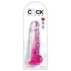 King Cock Clear with Balls-Pink 8