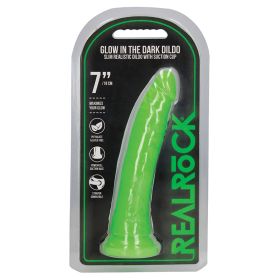 RealRock Slim Glow in the Dark Dildo-Green 7